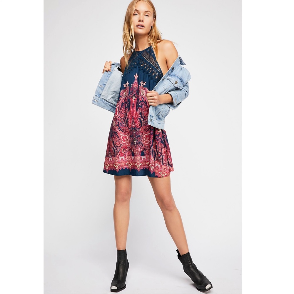 NWT! Free People Shea Printed Sleeveless Mini Shift Dress size Small